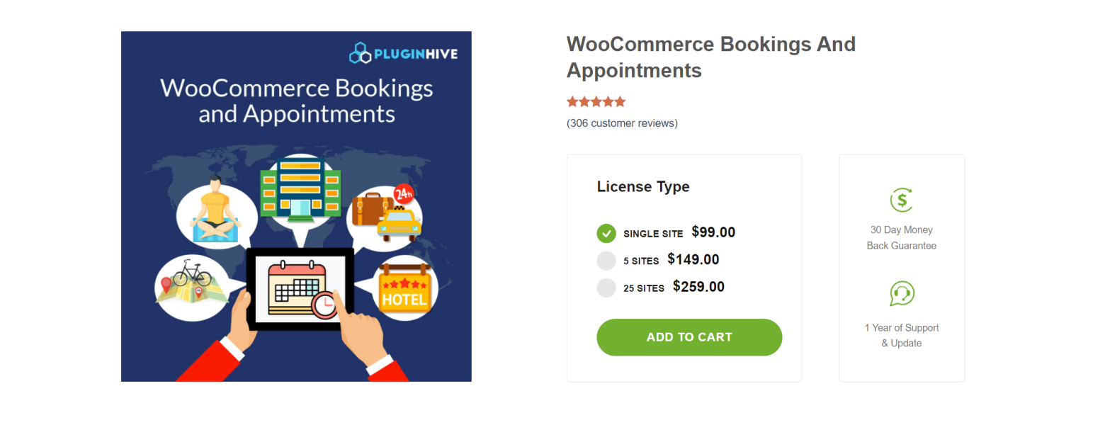 WooCommerce Bookings And Appointments plugin