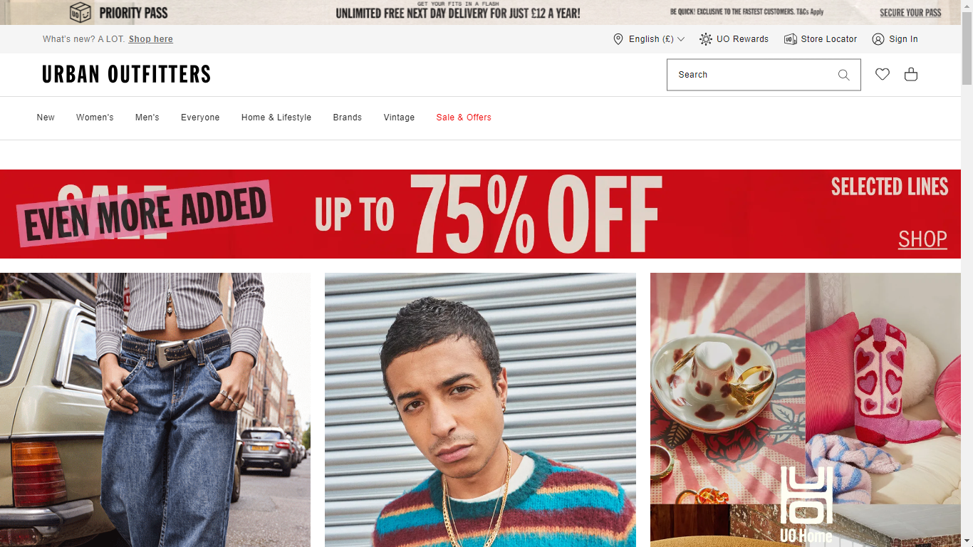 WordPress notification bar example from urban outfitters 