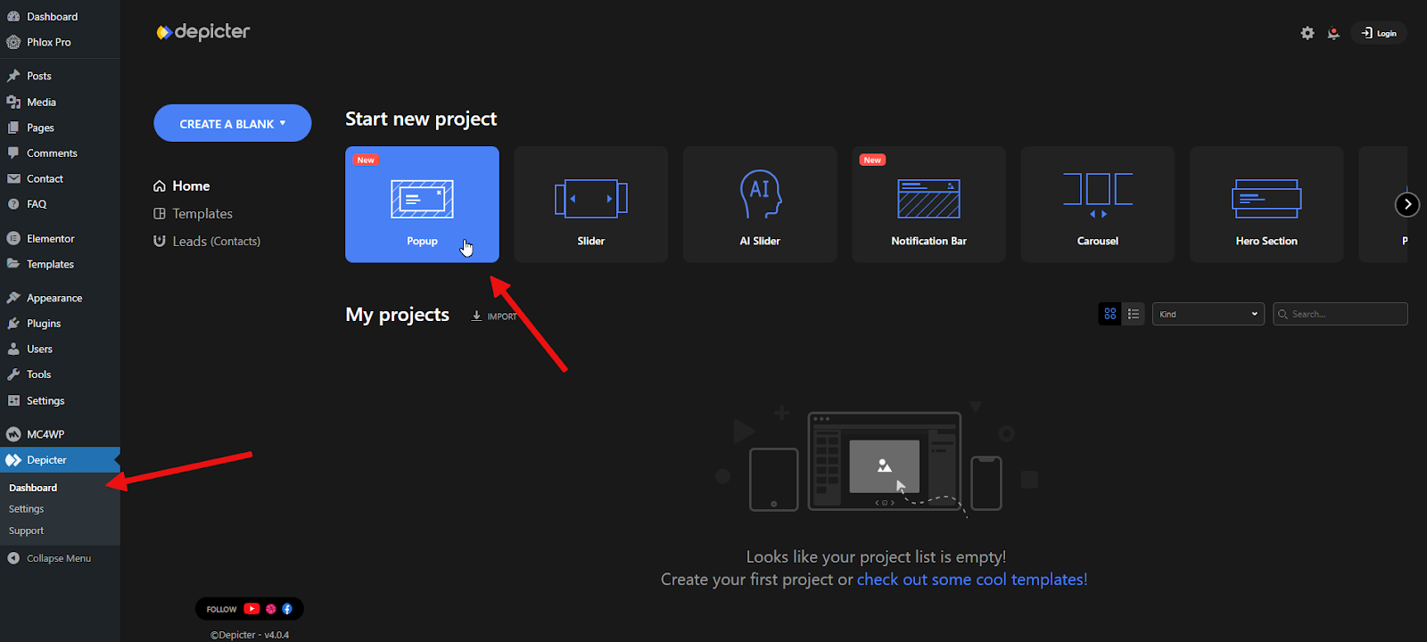Depicter Dashboard