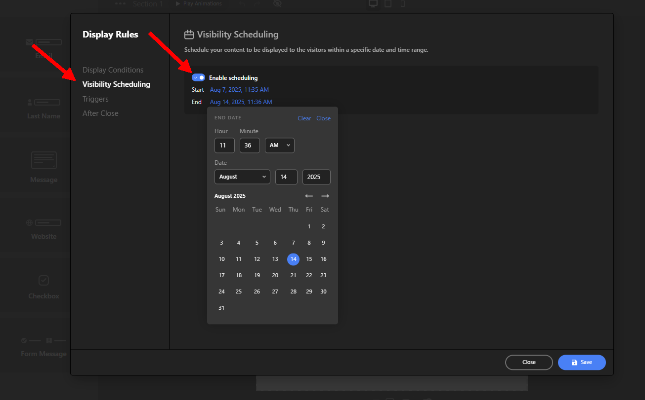 Time or Date Scheduling
