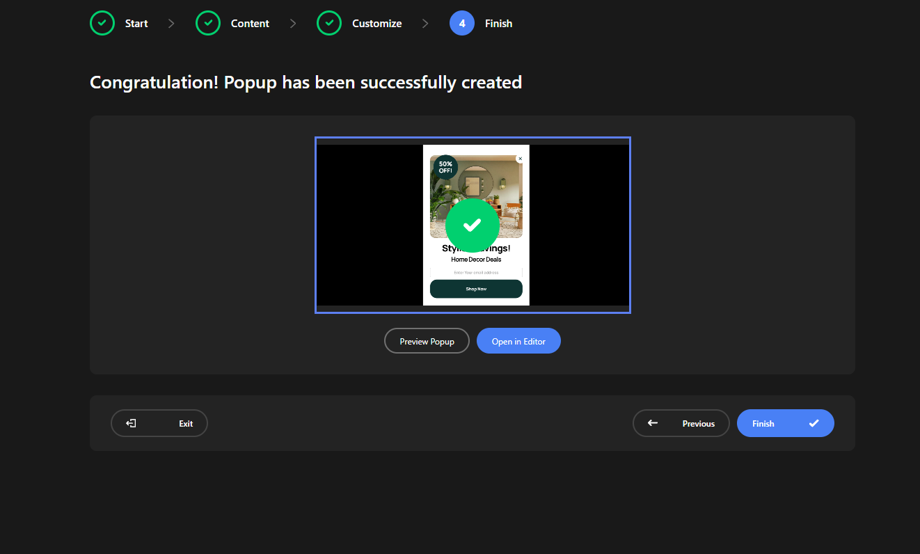 AI Popup wizard is done