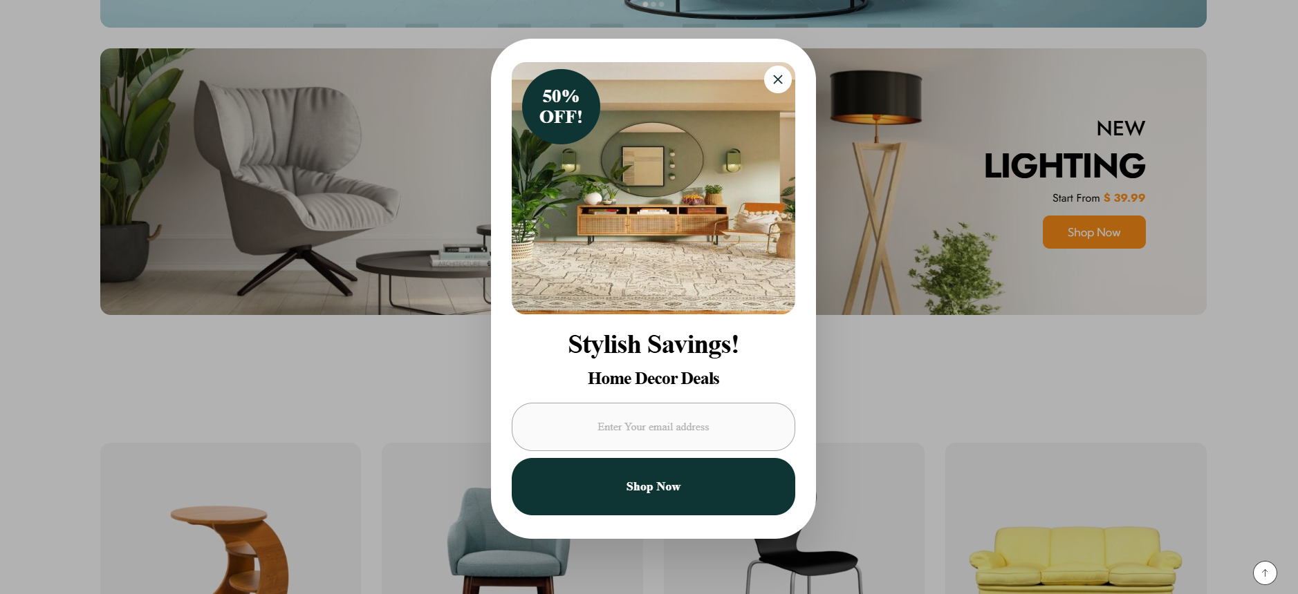 THe final popup on the website