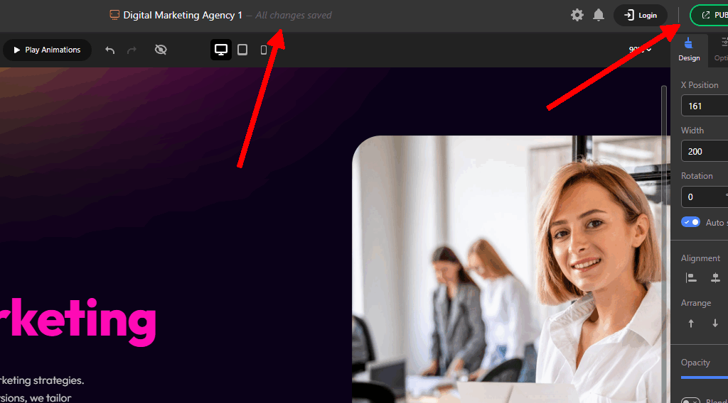 Saved changes indicator